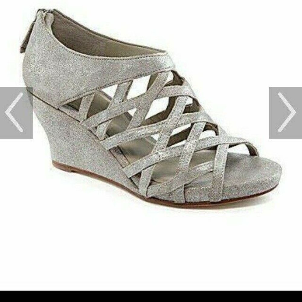 Eileen Fisher Cage Palladium Metallic Wedges